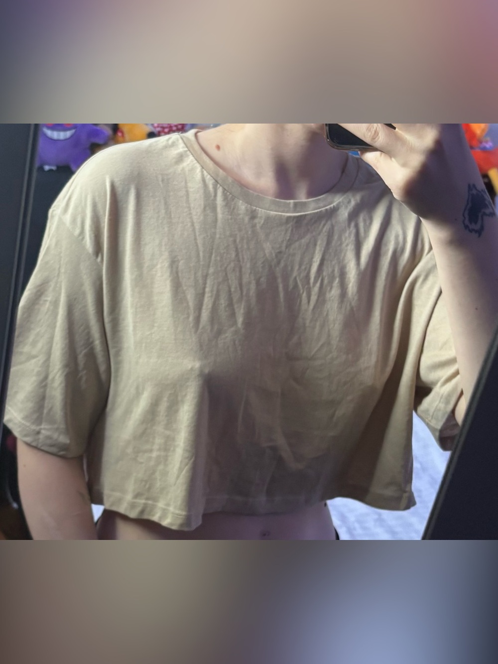 Essentials Cropped Boxy Tee in Beige